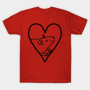 My Valentine Rat Line Drawing T-Shirt